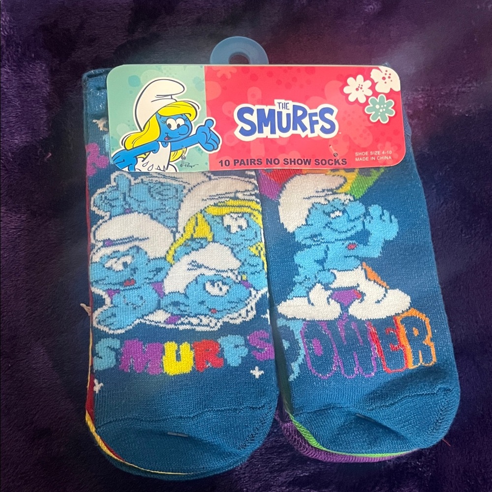 The Smurfs Kids No Show Socks - Blue